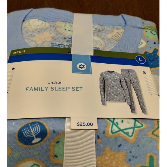 Target NEW Men's Size Large Blue Hanukkah Jewish Holiday 2 Piece Pajama Set - Picture 3 of 5